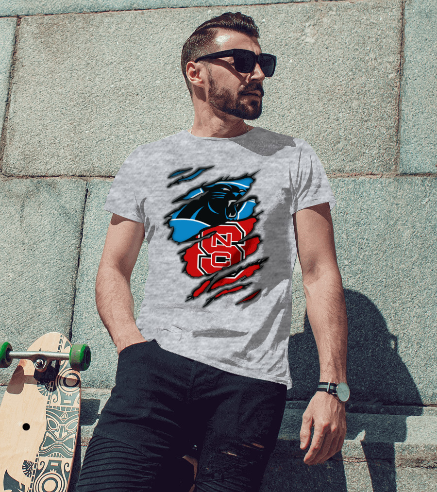 Carolina Panthers Nc State Wolfpack Claw Mark Logo Mashup T-Shirt