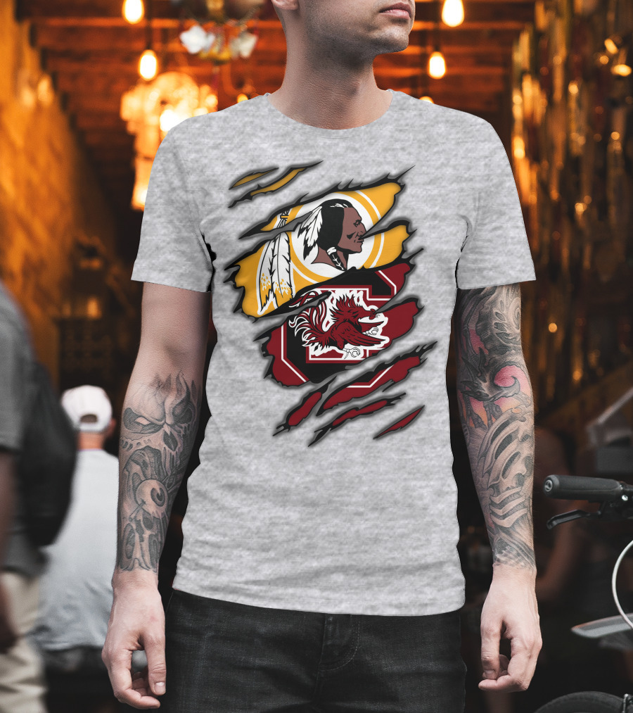 Redskins South Carolina Gamecocks Logo Mashup T-Shirt