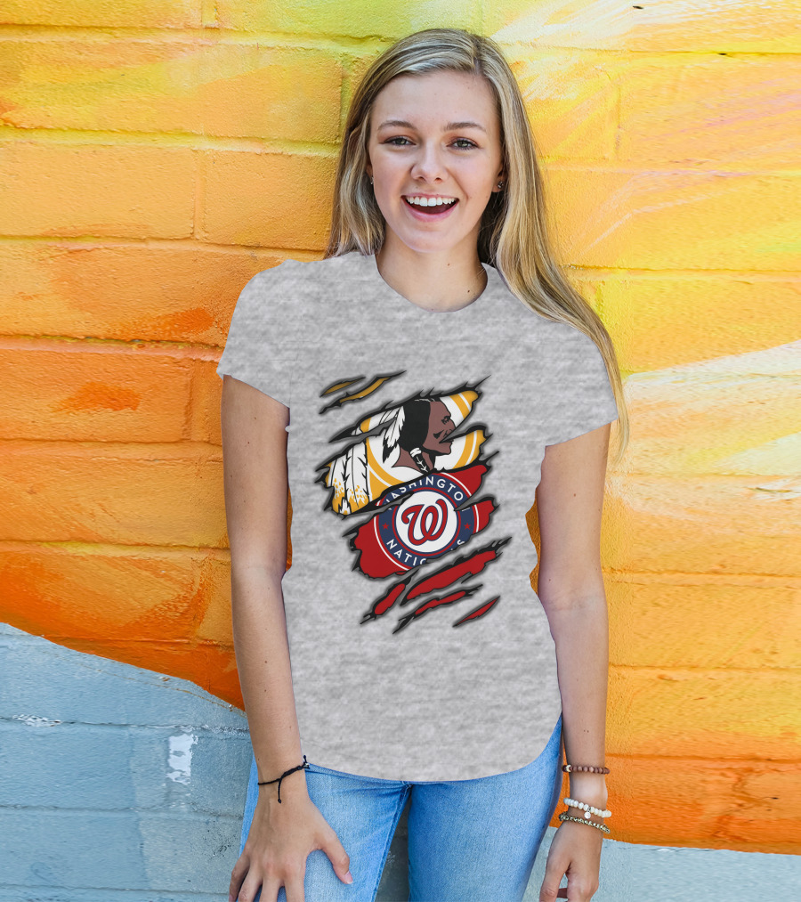 Washington Redskins And Washington Nationals Logo Mashup T-Shirt