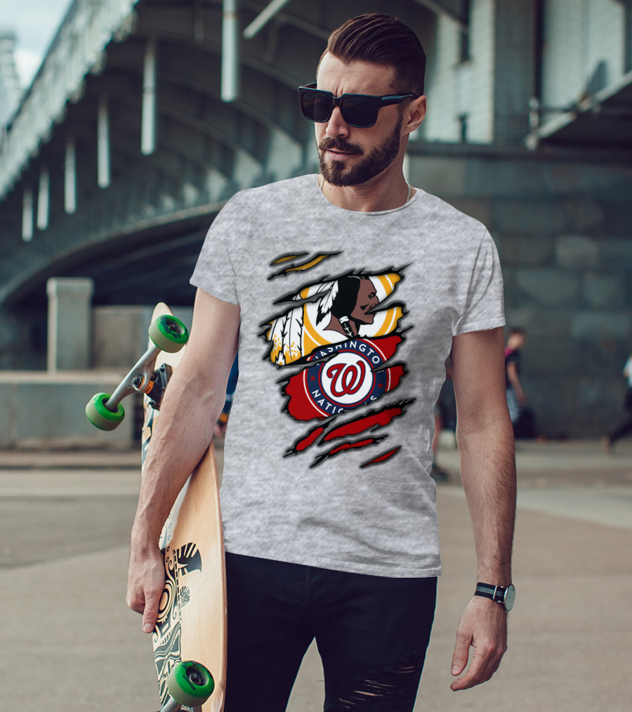 Washington Redskins And Washington Nationals Logo Mashup T-Shirt