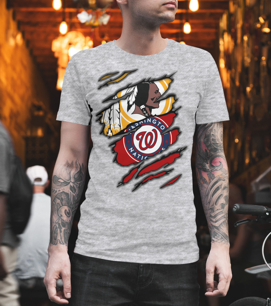 Washington Redskins And Washington Nationals Logo Mashup T-Shirt
