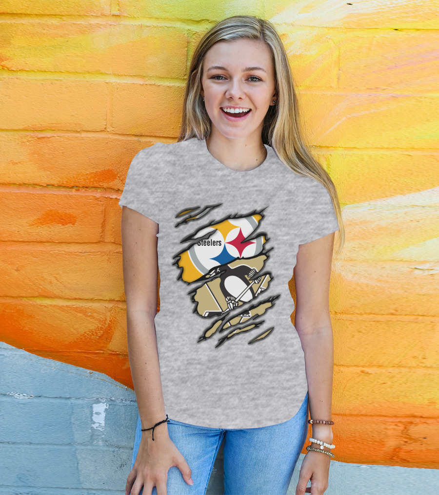 Steelers Penguins Ripped Claw T-Shirt