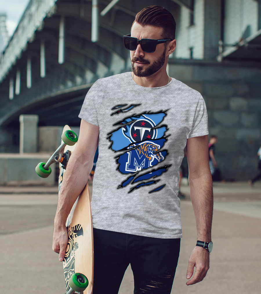 Tennessee Titans Memphis Tigers Claw Marks Logo Fusion T-Shirt