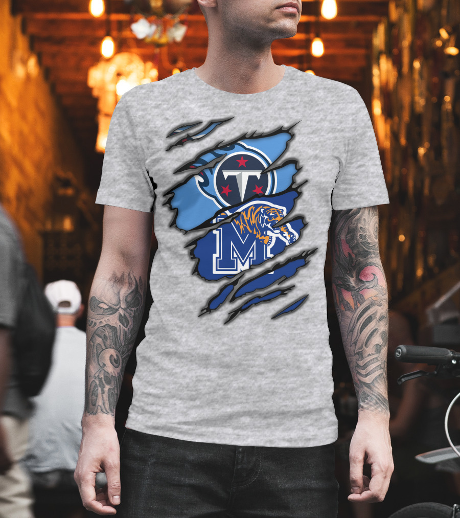 Tennessee Titans Memphis Tigers Claw Marks Logo Fusion T-Shirt