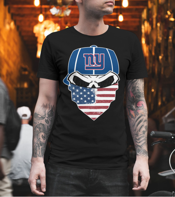 New York Giants American Flag Bandana T-Shirt New York Giants American Flag Bandana T-Shirt