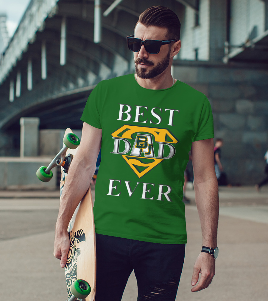 BEST DAD EVER Baylor Bear Logo Superman Shield T-Shirt