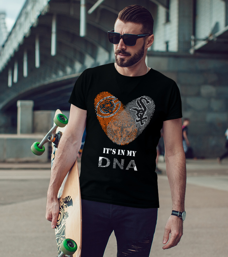 Chicago Bears White Sox It's In My DNA Fingerprint Heart T-Shirt