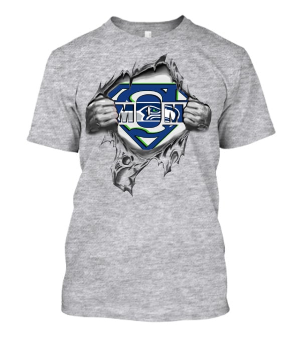 Seahawks Super Mom Logo With Superman Style Crest T-Shirt
