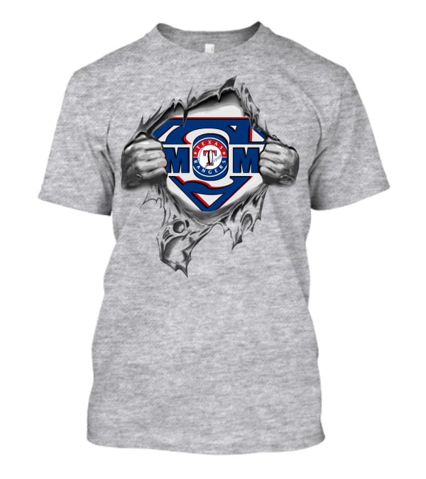 Texas Rangers Super Mom Shield With Ripped Hands T-Shirt
