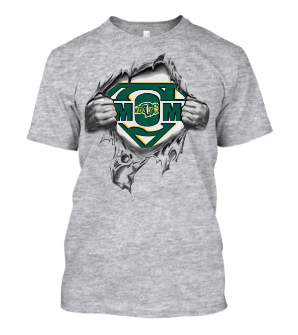 North Dakota State Bison Super Mom Logo With Green Yellow Symbol And Hands T-Shirt