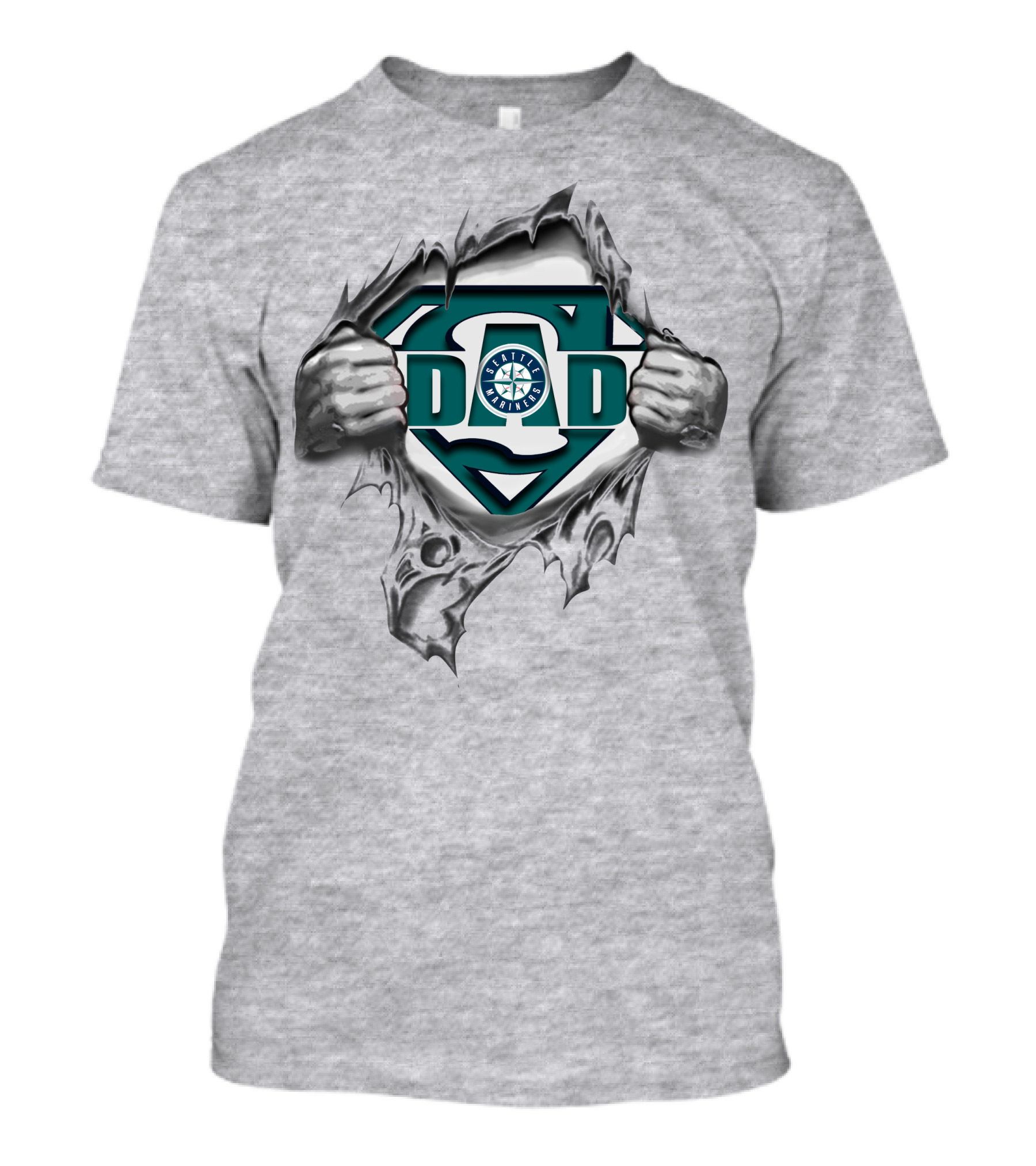 Seattle Mariners Super Dad Logo Tearing Superman Style T-Shirt