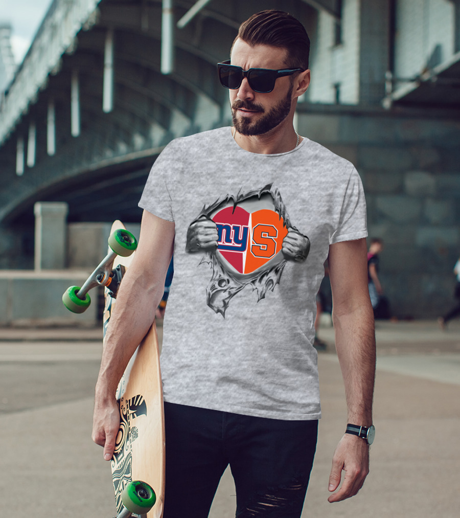 New York Giants Syracuse Orange Heart T-Shirt