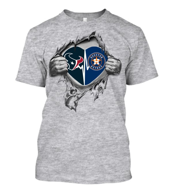 Texans Astros Heartbeat Passion Houston Sports Fan Pride T-Shirt