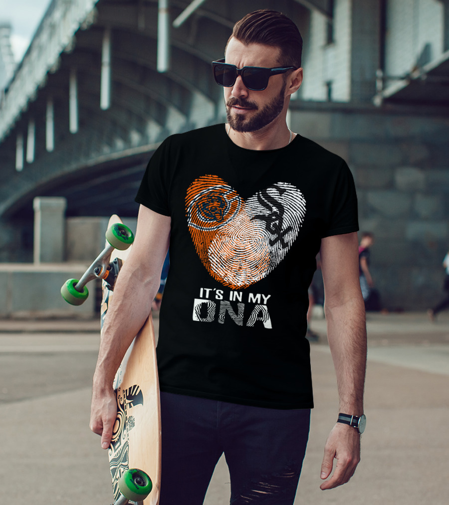 Bears White Sox It's In My Dna Fingerprint Heart T-Shirt