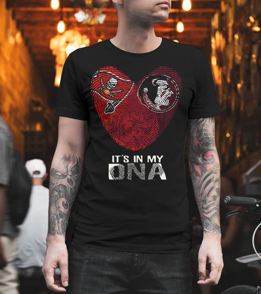 Buccaneers Seminoles It's In My DNA Fingerprint Heart T-Shirt