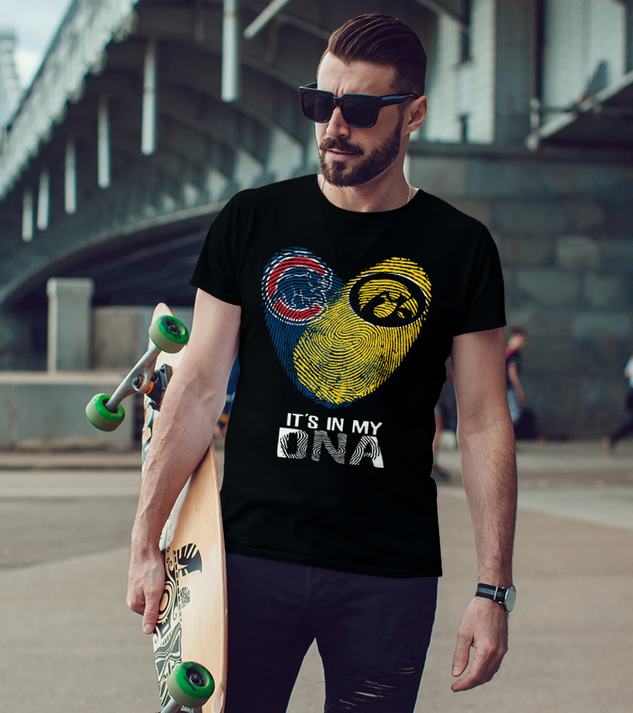 Cubs Iowa It's In My DNA Fingerprint With Chicago And Hawkeyes T-Shirt