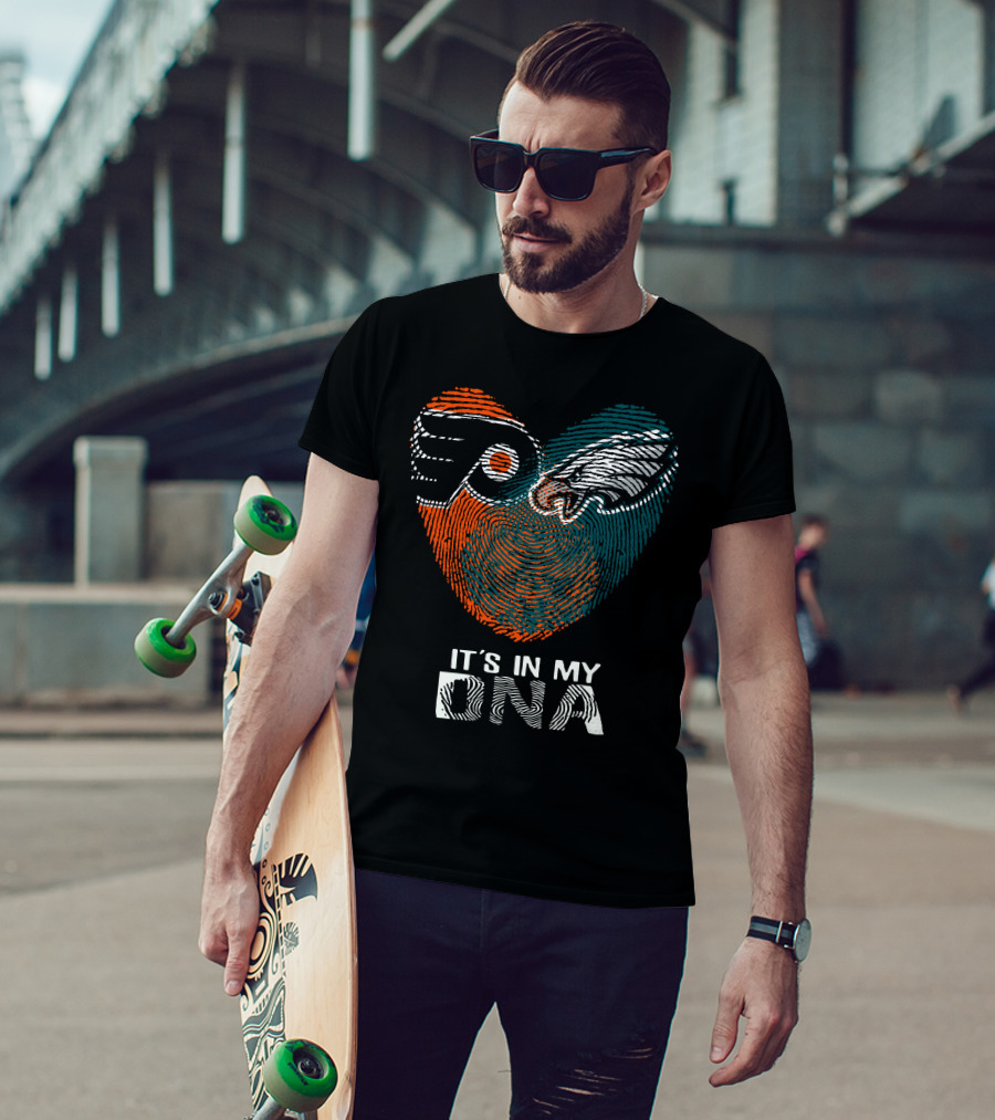 Eagles Flyers It's In My DNA Fingerprint Heart T-Shirt