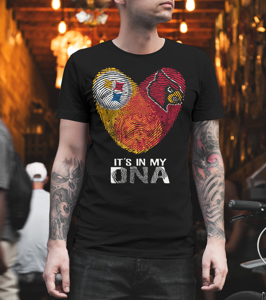 Steelers Cardinals It's In My Dna Football Team Pride Fingerprint T-Shirt