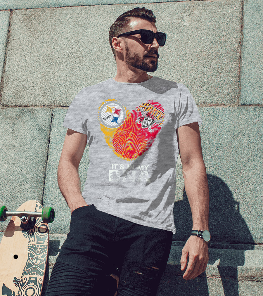 Steelers Pirates It's In My Dna Fingerprint Heart T-Shirt