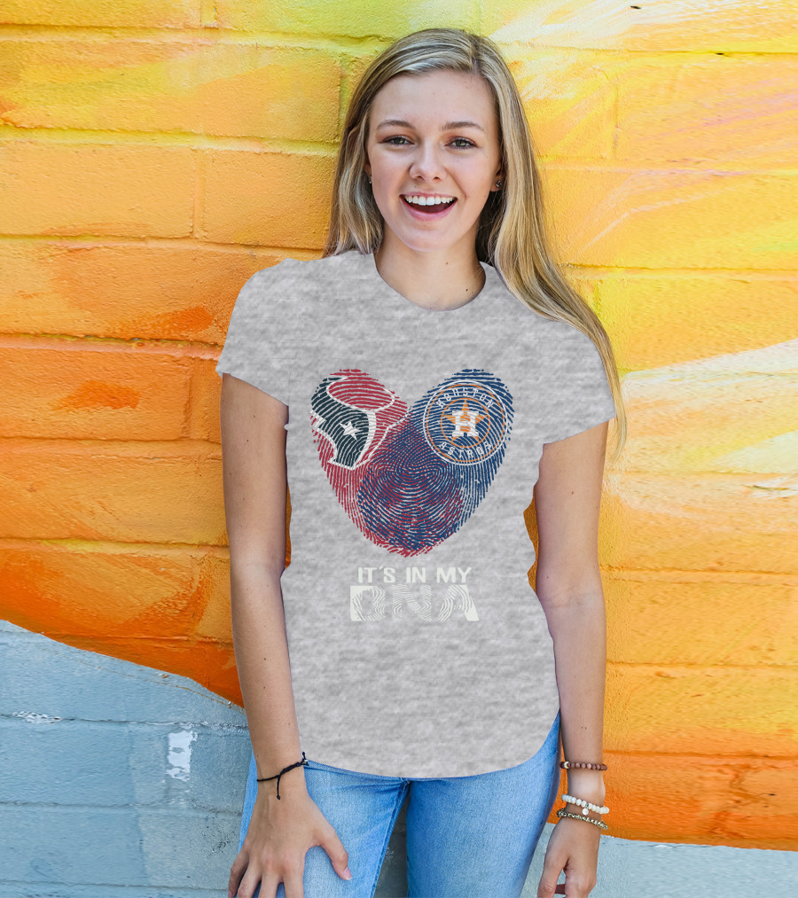 Texans Astros It's In My DNA Fingerprint Heart T-Shirt