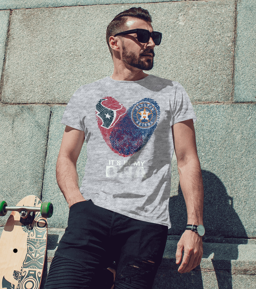 Texans Astros It's In My DNA Fingerprint Heart T-Shirt