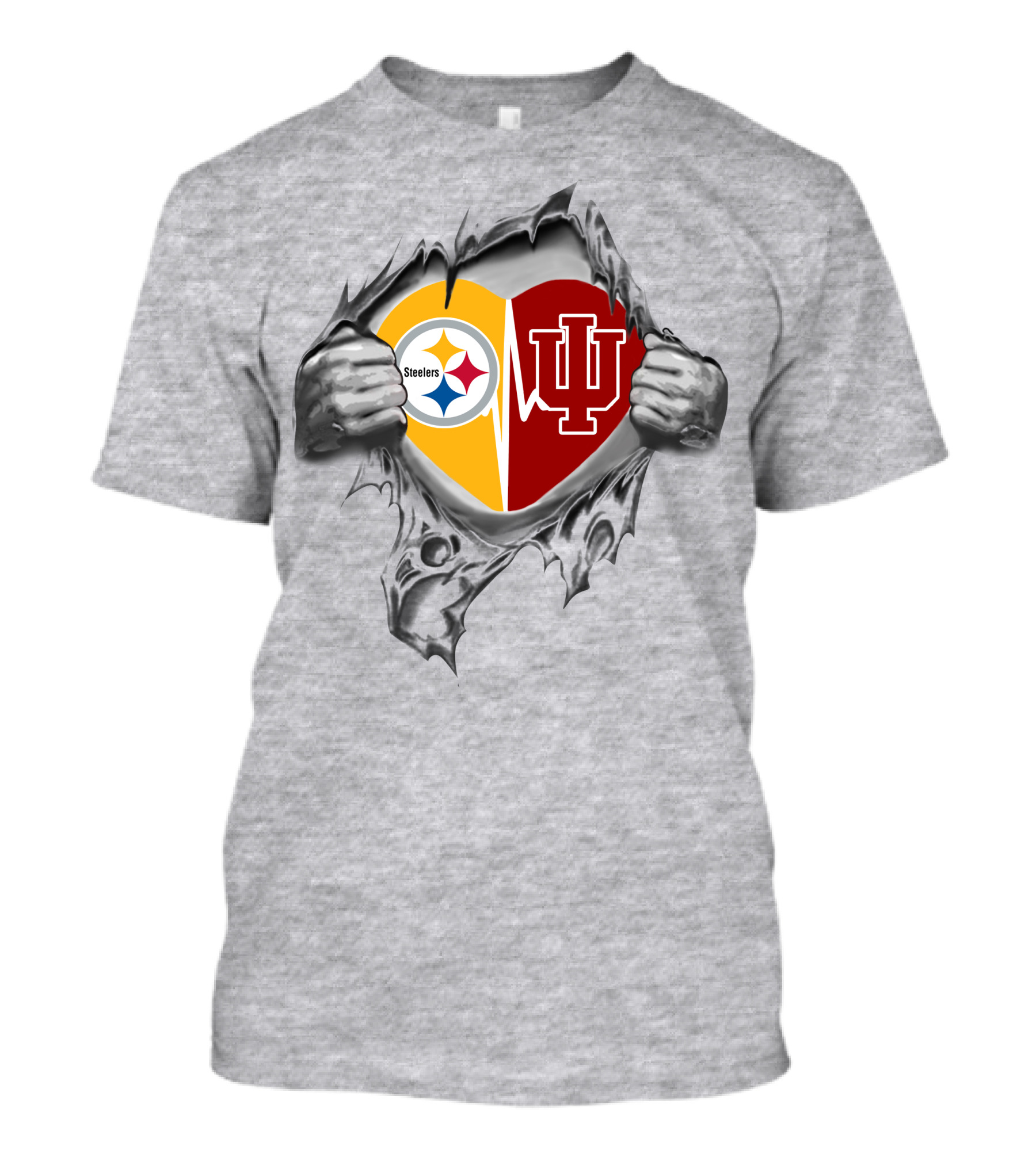 Steelers Indiana Hoosiers Heart Logo Fusion T-Shirt