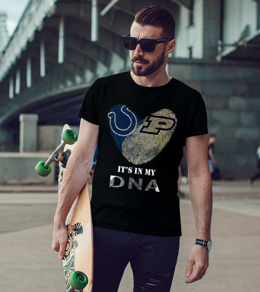 Colts Purdue It's In My DNA Football Fingerprint T-Shirt