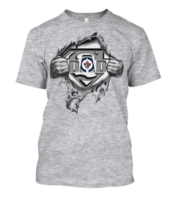 Winnipeg Jets Super Dad Logo With Hands Peeling Back T-Shirt