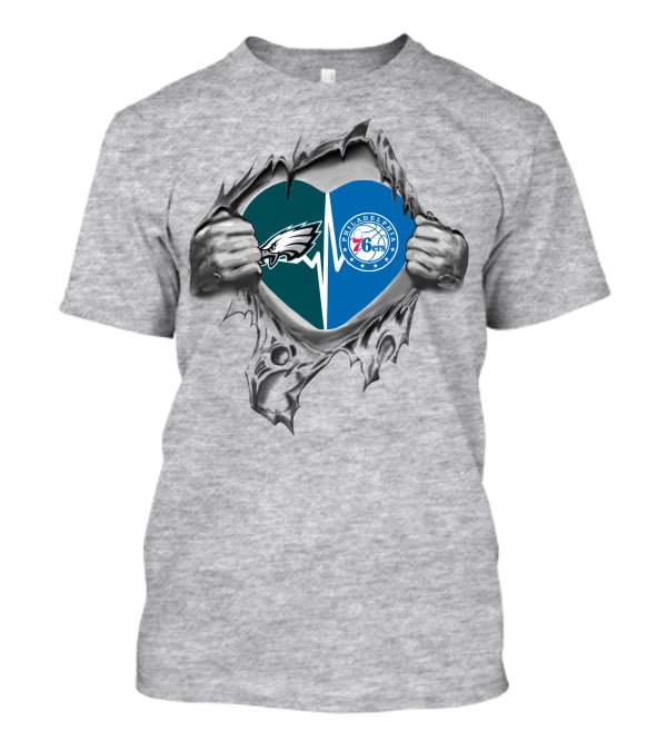 Eagles And Philadelphia 76ers Heartbeat Passion T-Shirt