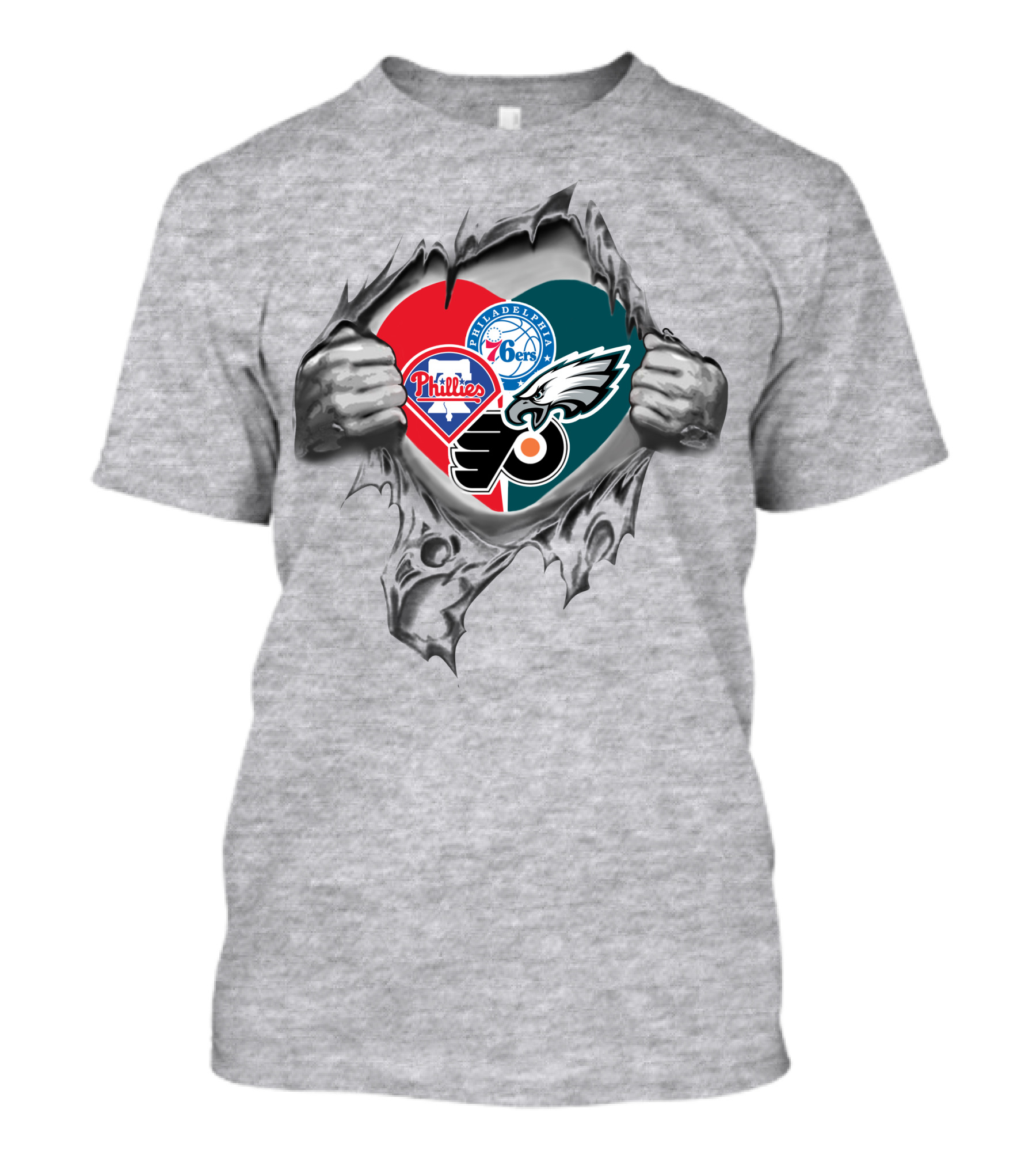 Philadelphia Phillies Sixers Eagles Flyers Heart T-Shirt