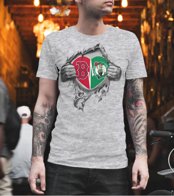 Boston Red Sox Celtics Heart Logo Passion T-Shirt Boston Red Sox Celtics Heart Logo Passion T-Shirt