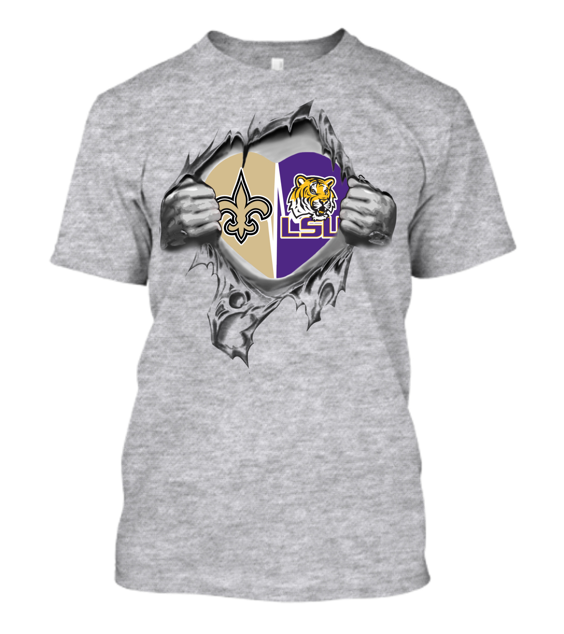 Saints LSU It's In My Heart New Orleans Fleur-de-Lis Tiger T-Shirt