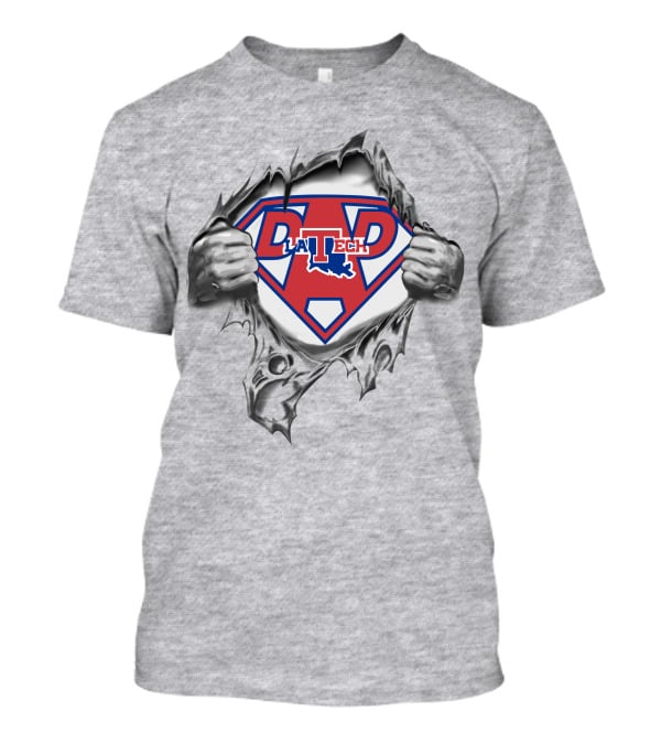 Louisiana Tech Super Dad Hero Emblem With La Tech T-Shirt