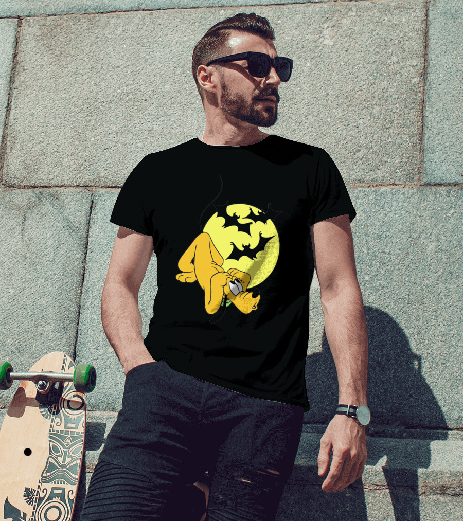 Halloween Moon Spooky Pluto With Bats Mickey Mouse Minnie Mouse Coloring Book T-Shirt