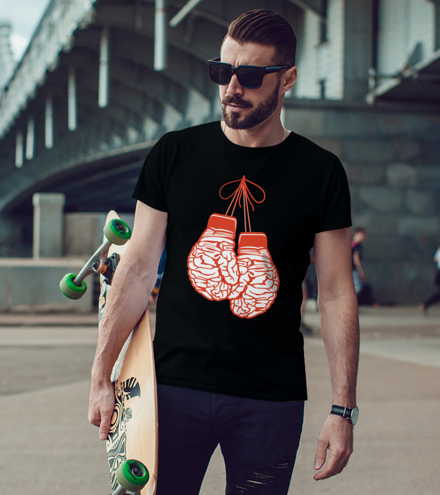 Brain-Shaped Boxing Gloves Boxer Brain Training Gym T-Shirt