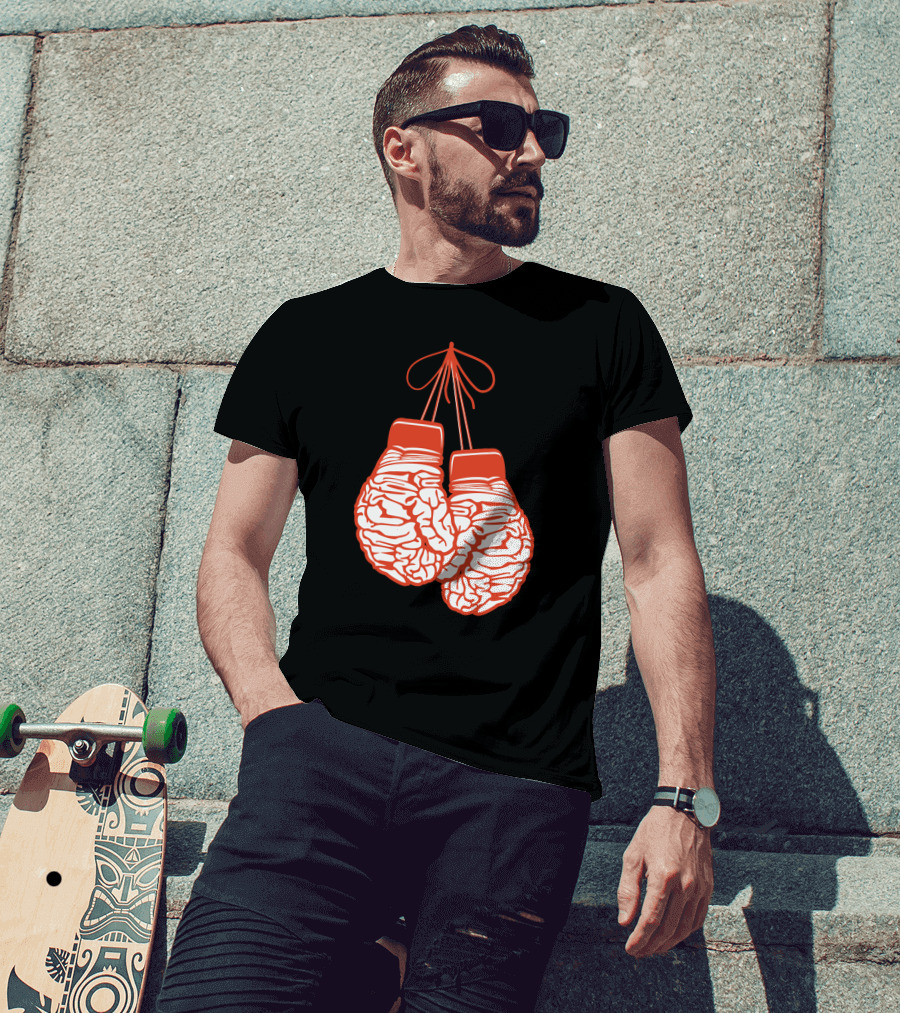 Brain-Shaped Boxing Gloves Boxer Brain Training Gym T-Shirt