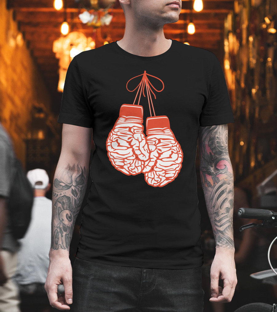 Brain-Shaped Boxing Gloves Boxer Brain Training Gym T-Shirt