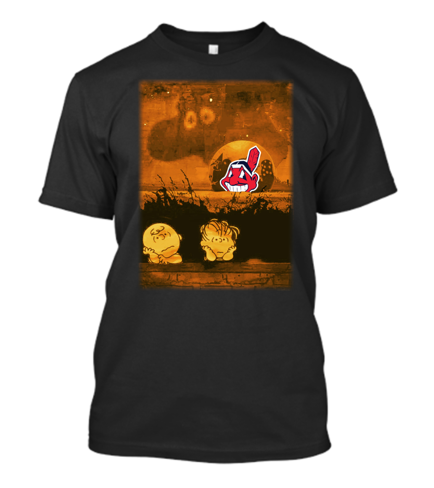 Halloween Cleveland Indians Peanuts Mashup Retro Style T-Shirt