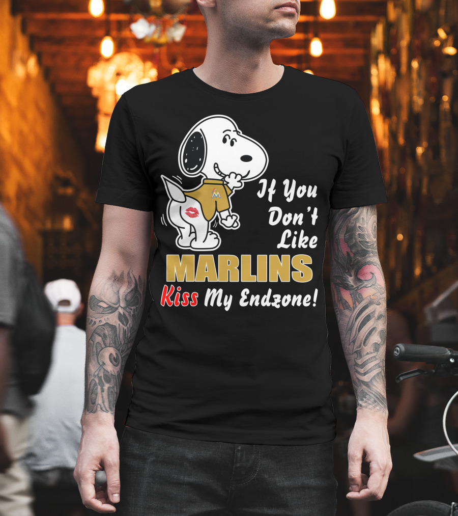 Snoopy If You Don't Like Marlins Kiss My Endzone T-Shirt