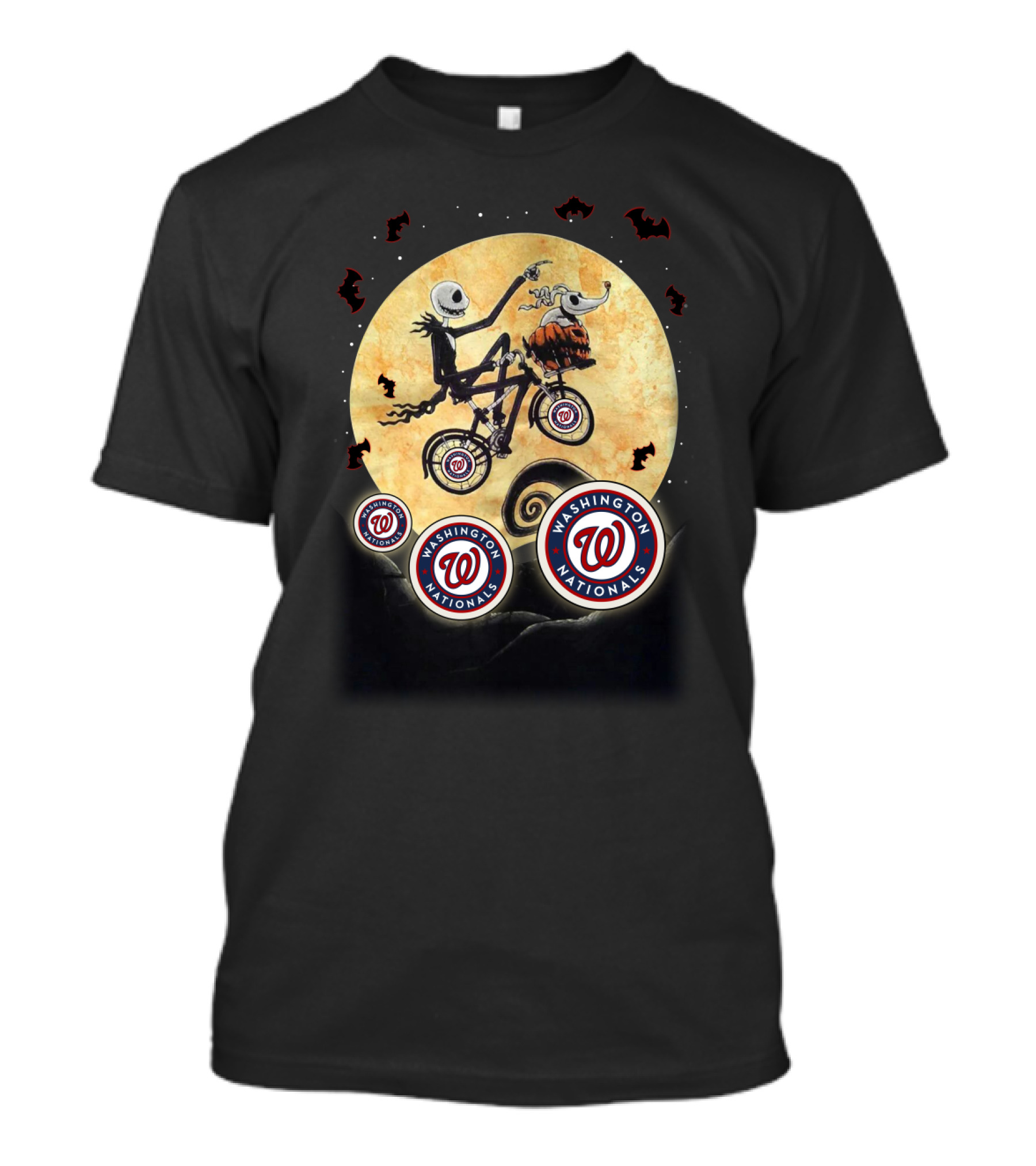 Washington Nationals Halloween Night Bicycle Ride Moon Scene T-Shirt