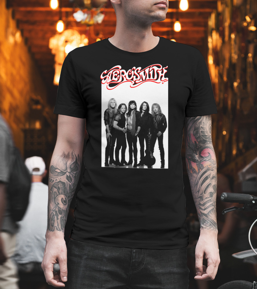 Aerosmith Band Classic Black And White Photo T-Shirt