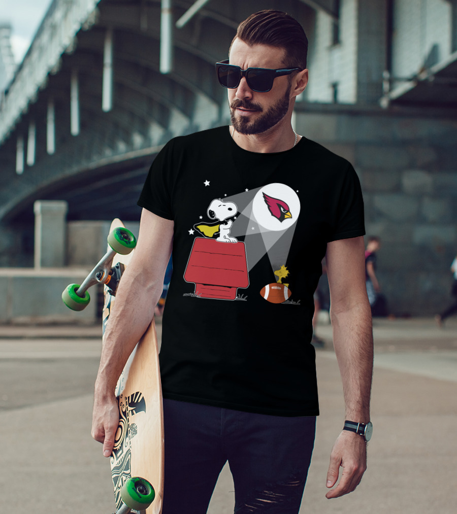 Snoopy And Woodstock Arizona Cardinals Peanuts Football Spotlight T-Shirt