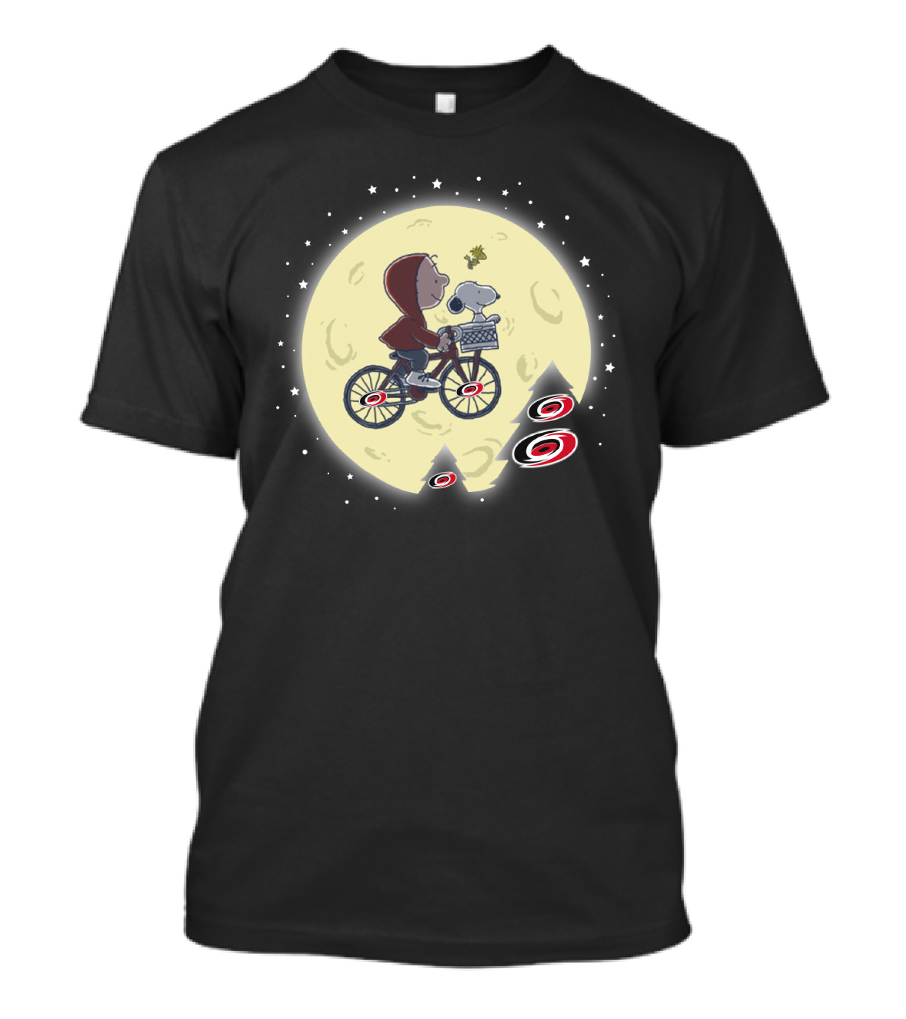 Carolina Hurricanes Halloween Moon Ride With Bicycle And Stars T-Shirt