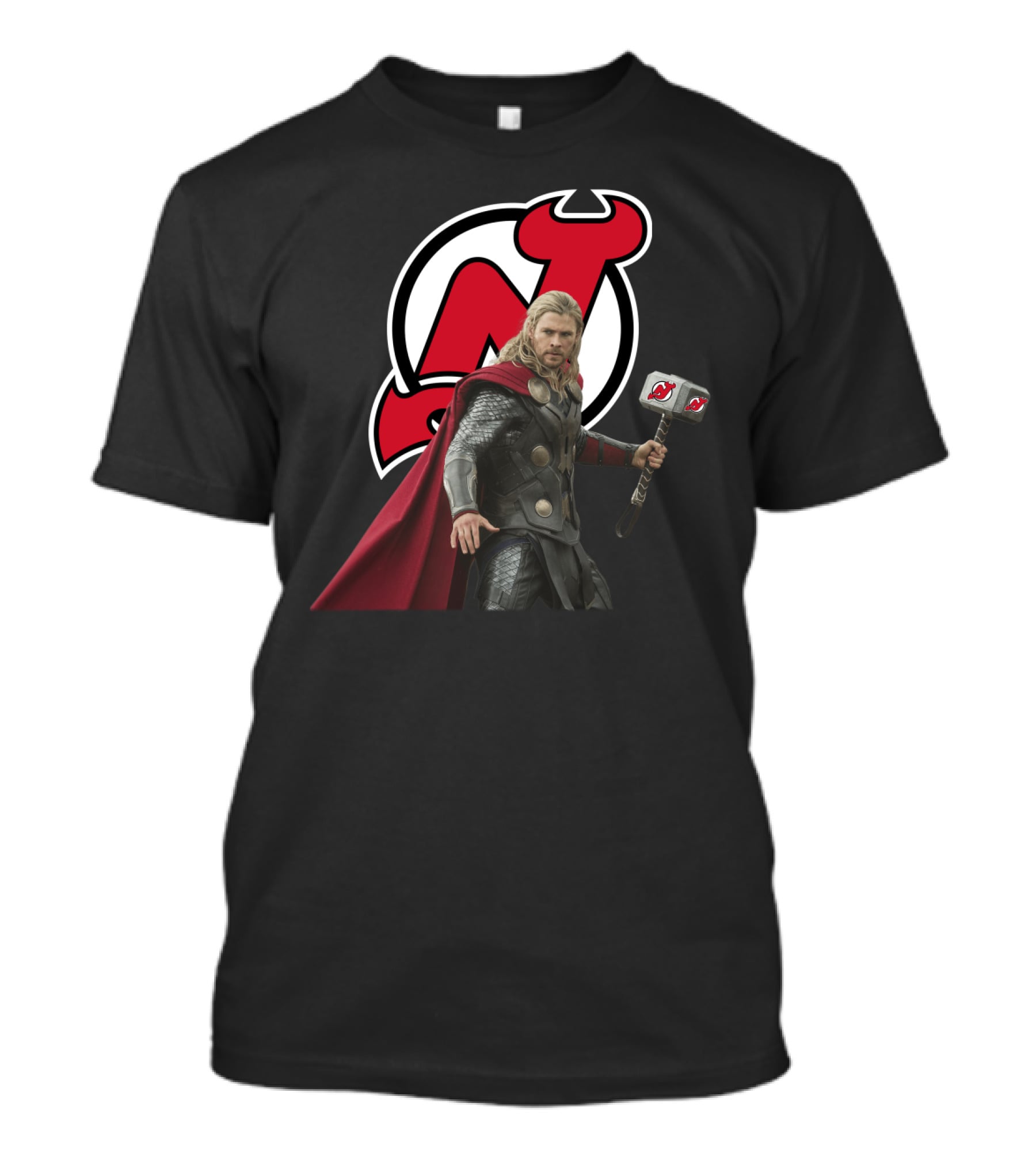 New Jersey Devils Thor Mjolnir Logo Mashup T-Shirt