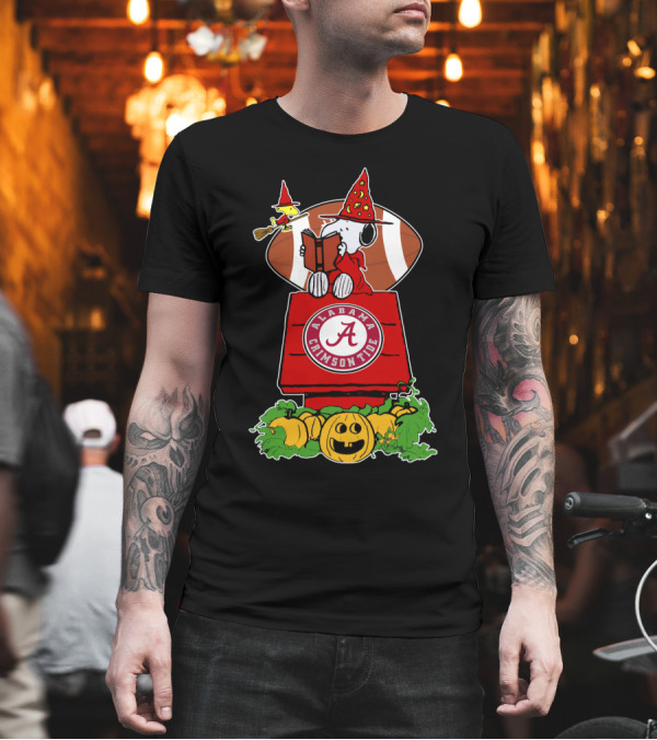 Alabama Crimson Tide Halloween Peanuts Snoopy Woodstock Football Pumpkins T-Shirt Alabama Crimson Tide Halloween Peanuts Snoopy Woodstock Football Pumpkins T-Shirt