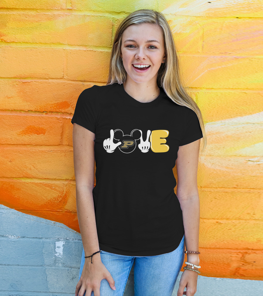 Love Purdue Football Halloween Mickey Mouse Style T-Shirt