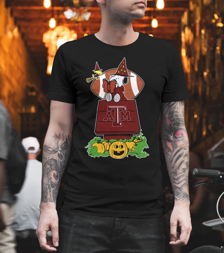 Halloween Texas A M Aggies Football Snoopy Wizard Pumpkins T-Shirt