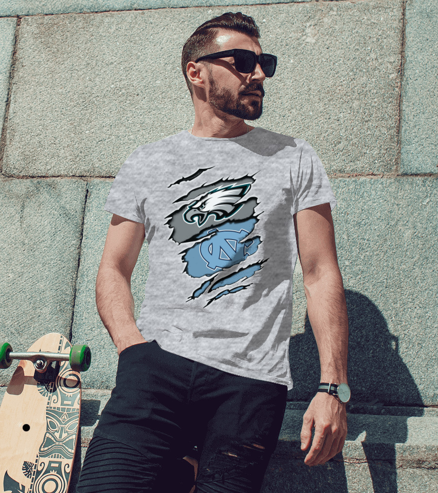 Philadelphia Eagles Unc Tar Heels Claw Marks Logo Mix T-Shirt