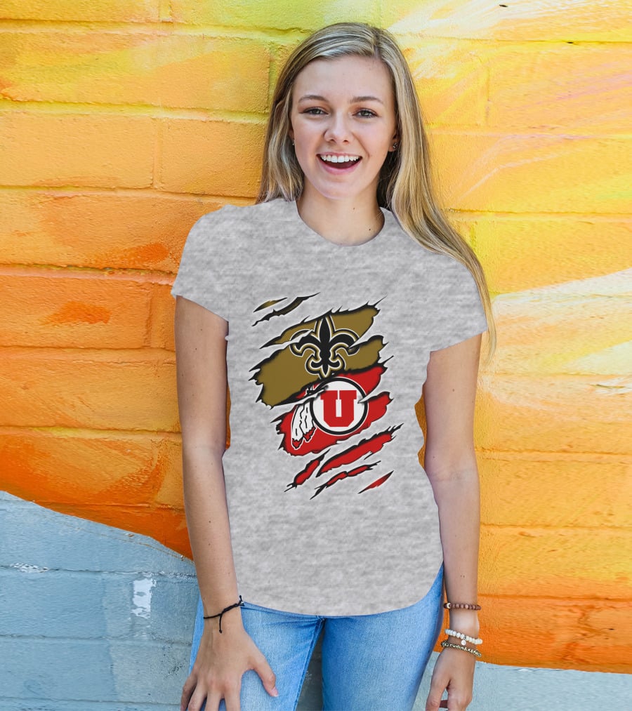 New Orleans Saints Utah Utes Torn Claw T-Shirt