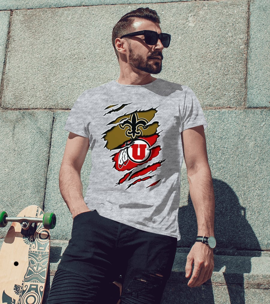 New Orleans Saints Utah Utes Torn Claw T-Shirt
